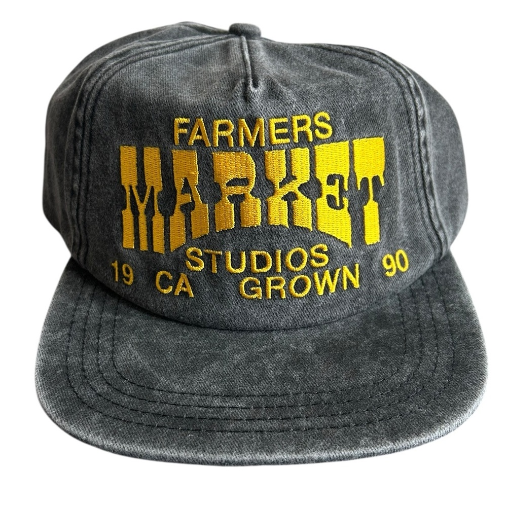 Market Studios Farmers Market 5-Panel Hat Washed Black Yellow Embroidered OS